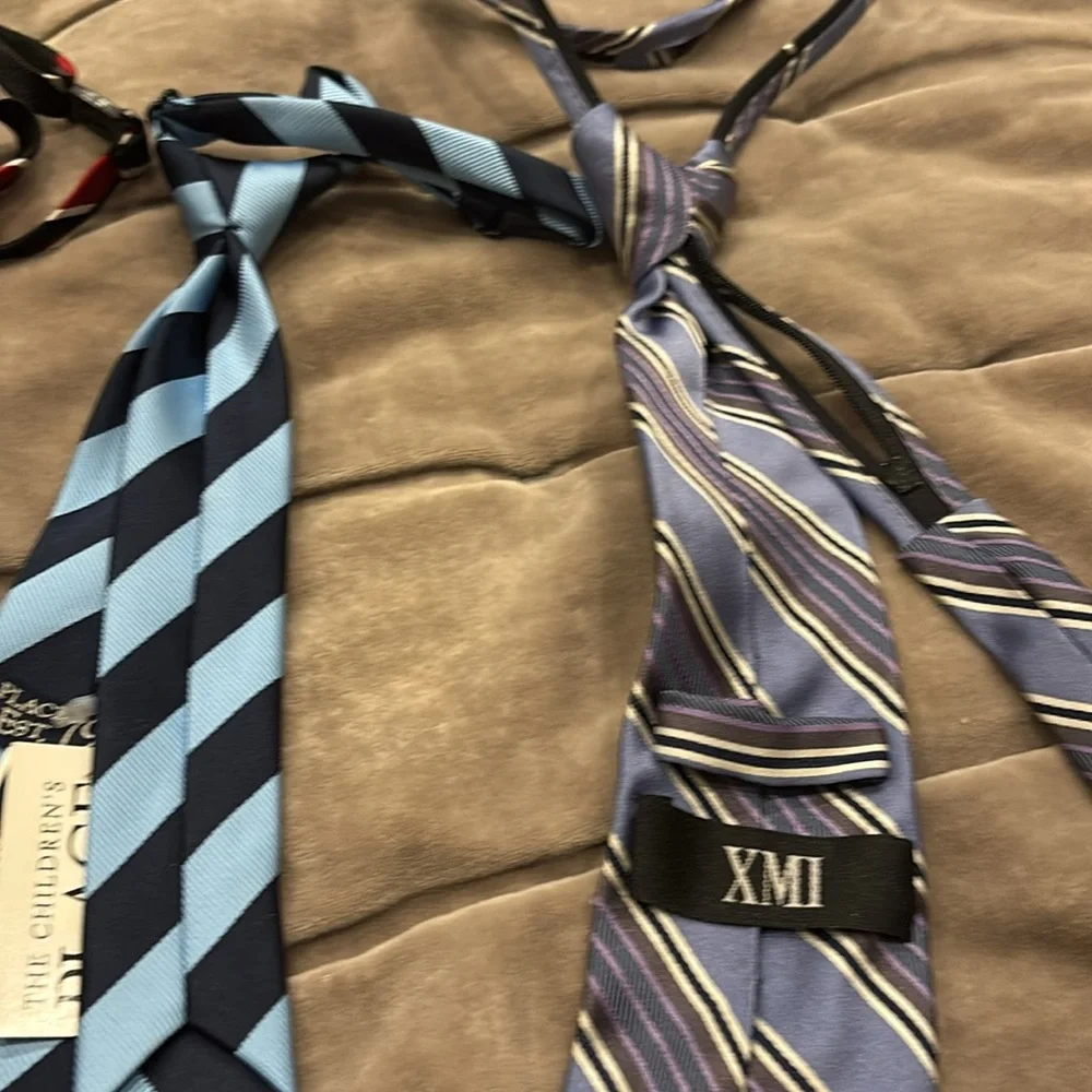 Striped pre tied Ties in Blue, Red, and Black